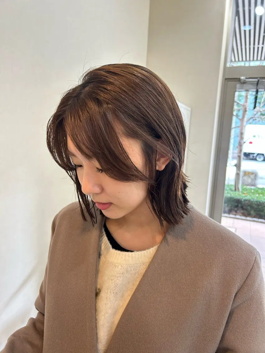 ミディアム カラー 髪質改善 トリートメント カット ヘアカラー トリートメント ボブ/透明感カラー 🧸YUI❤️のヘアスタイル
