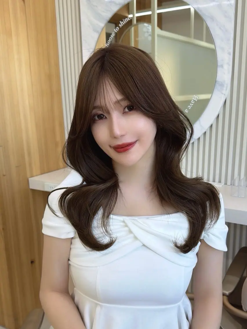 セミロング カット ヘアカラー トリートメント 顔周り/レイヤー /韓国ヘア/TAKUのヘアスタイル