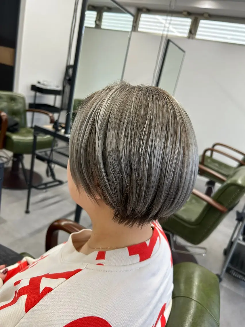 ショート カラー バレイヤージュ シルバー レイヤーカット カット ヘアカラー トリートメント SHAFT Ieiriのヘアスタイル