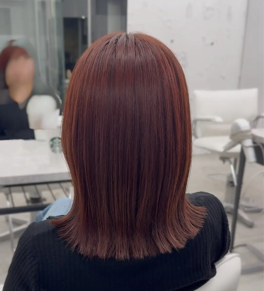 ミディアム カット ヘアカラー トリートメント 髪質改善×ブリーチ なしカラー/桃愛のヘアスタイル
