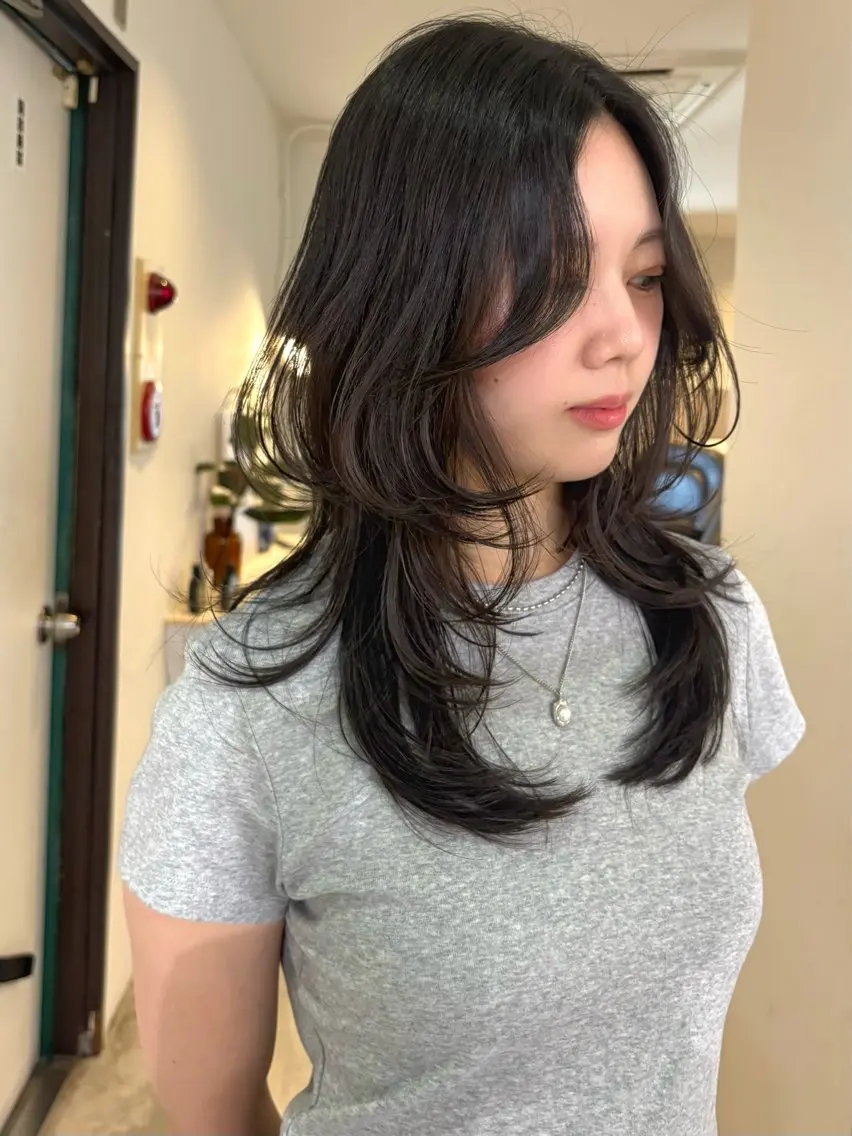 セミロング カラー カット ヘアカラー mizuki/ピンク ベージュ.レイヤーのヘアスタイル