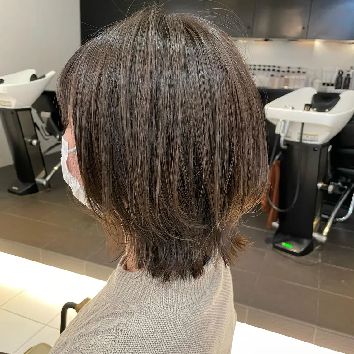 ミディアム カラー アッシュ アッシュグレー アッシュグレージュ グレージュ 透明感カラー/ 寺田千雅子のヘアスタイル