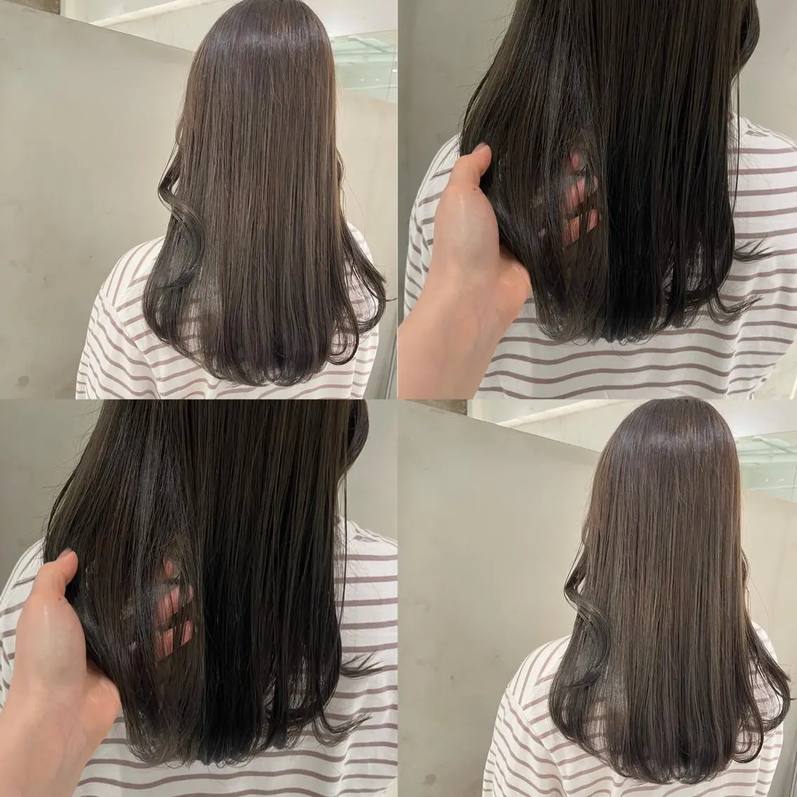 セミロング カラー アッシュ アッシュグレー アッシュグレージュ 透明感カラー グレージュ ヘアカラー トリートメント ヘッドスパ ヘアセット カジュアルを女っぽく 𝗮𝘆𝗮𝗰𝗼のヘアスタイル