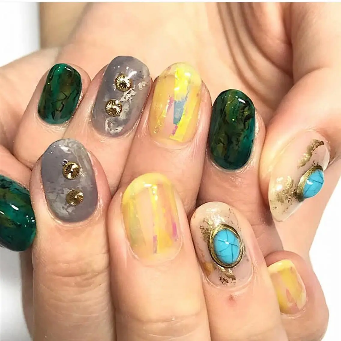 ネイル 渋谷／チップ長さ出し 👑アプレgel-xのネイルデザイン