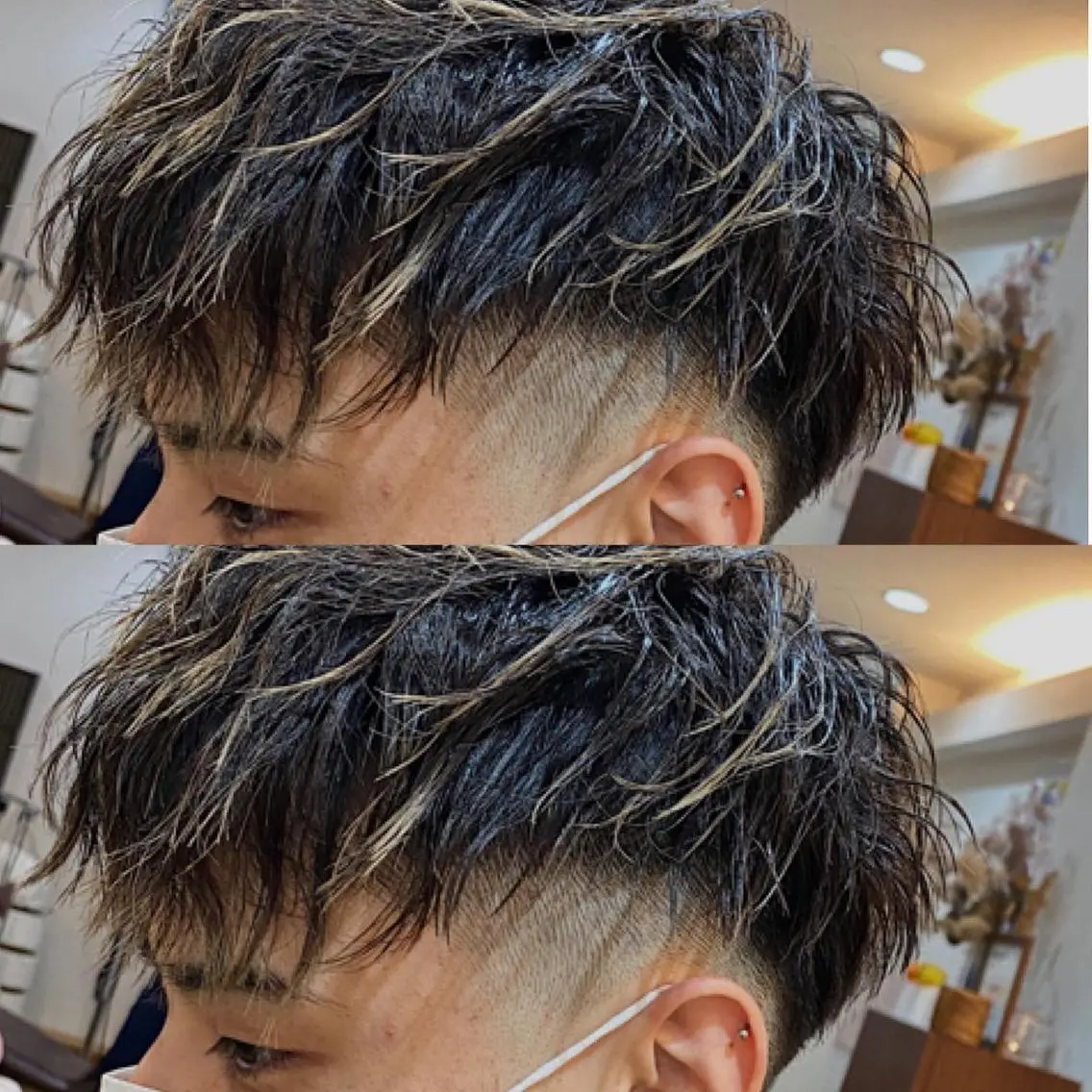 パーマ メンズ フェードカット 原田 涼矢のヘアスタイル