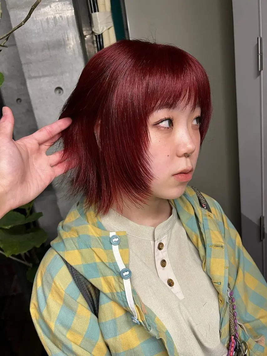 ショート カラー ブリーチ ダブルカラー ブリーチなしカラー レッドカラー ハッシュカット カシマハヤトのヘアスタイル