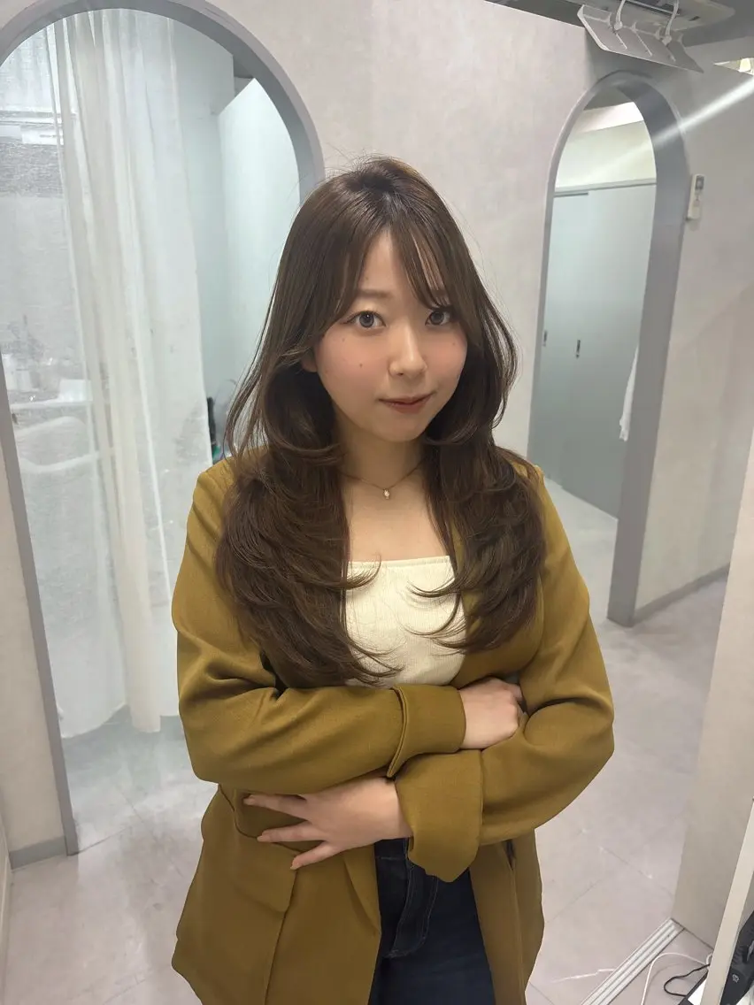ロング ♡⃛₊暗髪艶カラー /レイヤー♡⃛にこのヘアスタイル