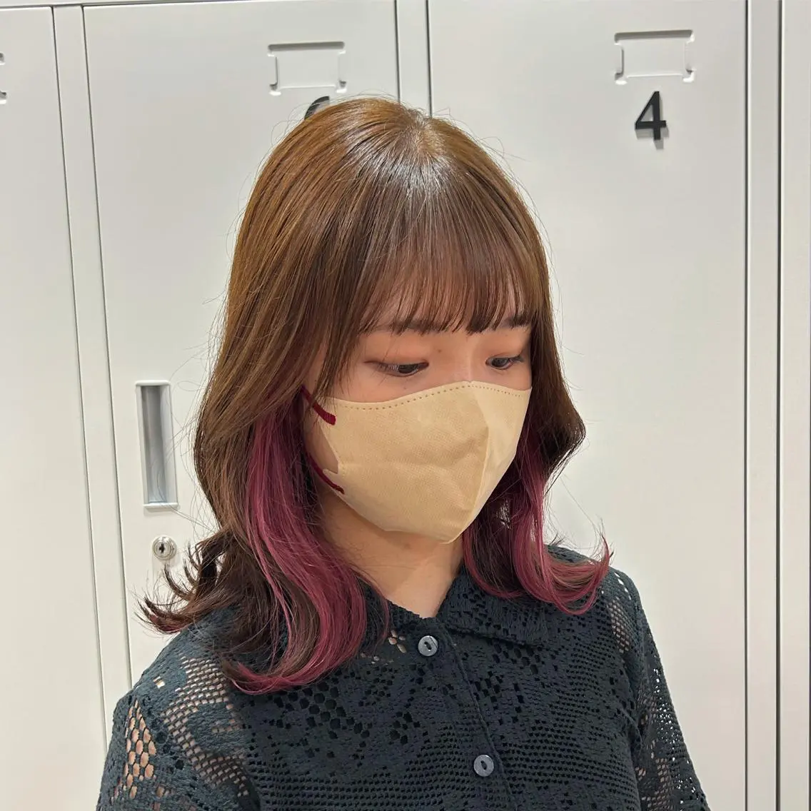 ミディアム ヘアカラー 透明感カラー NAN AMI グレージュのヘアスタイル