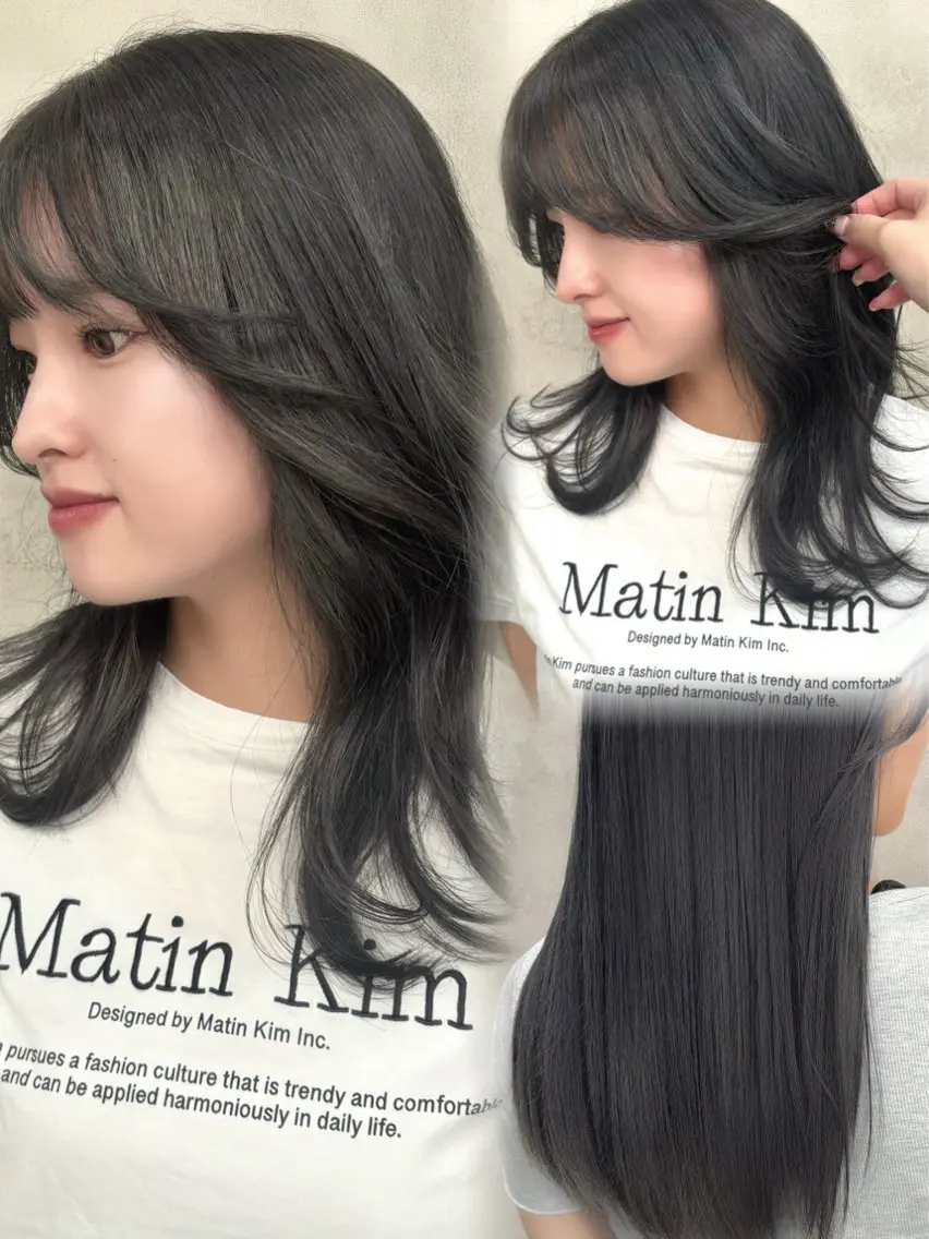 【🐈‍⬛期間限定🎀盛れる顔まわり🖤】顔まわりカット+艶たっぷりプレミアムカラー+ダメージ補修トリートメント🎀🪽の写真