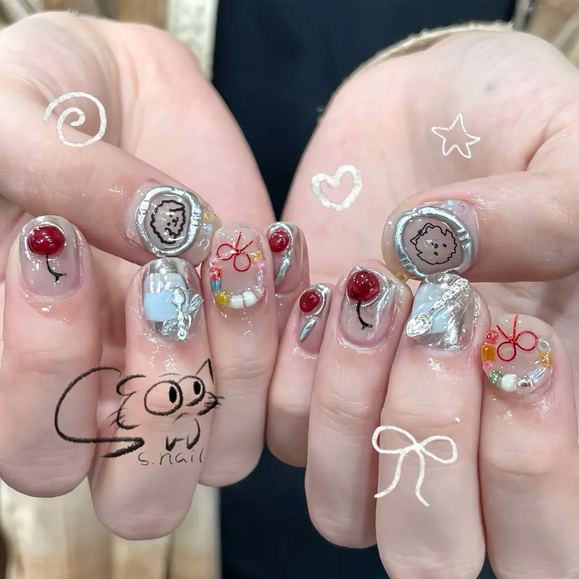 ネイル フレンチネイル ジェルネイル キラキラネイル ラメ(グリッター) マグネットネイル S.nail _のネイルデザイン