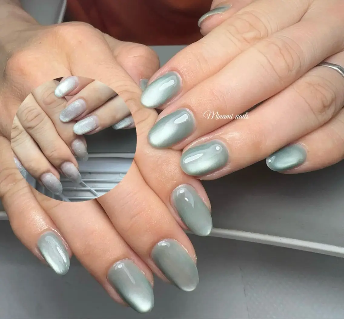 ネイル アートネイル オーロラネイル ガーリー キラキラネイル 韓国ネイル ハンドネイル Minami Nailsのネイルデザイン