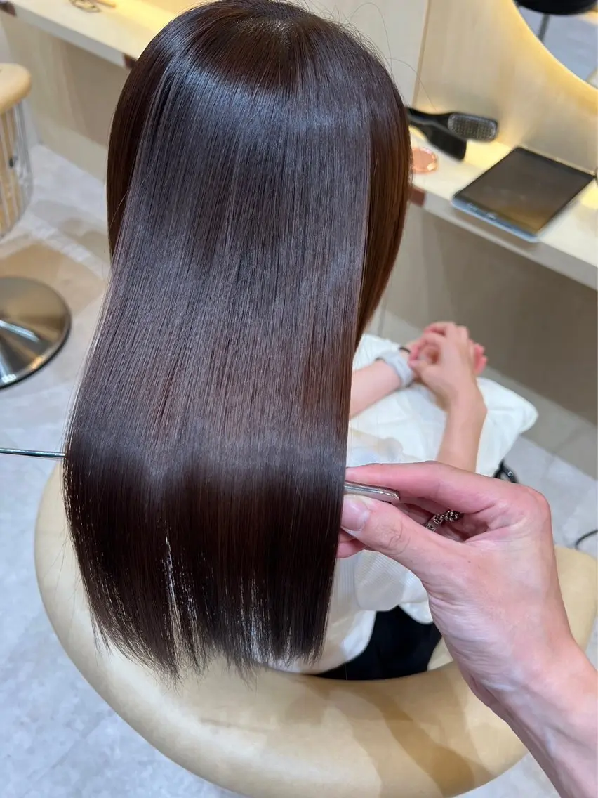 ロング カット ヘアカラー トリートメント ❤️縮毛矯正❤️ 髪質改善❤️平野実花のヘアスタイル