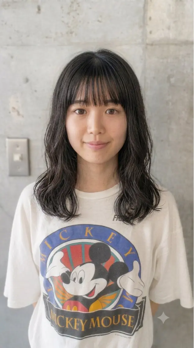 セミロング パーマ セミロングパーマ カット パーマ トリートメント 岩崎 唯人のヘアスタイル