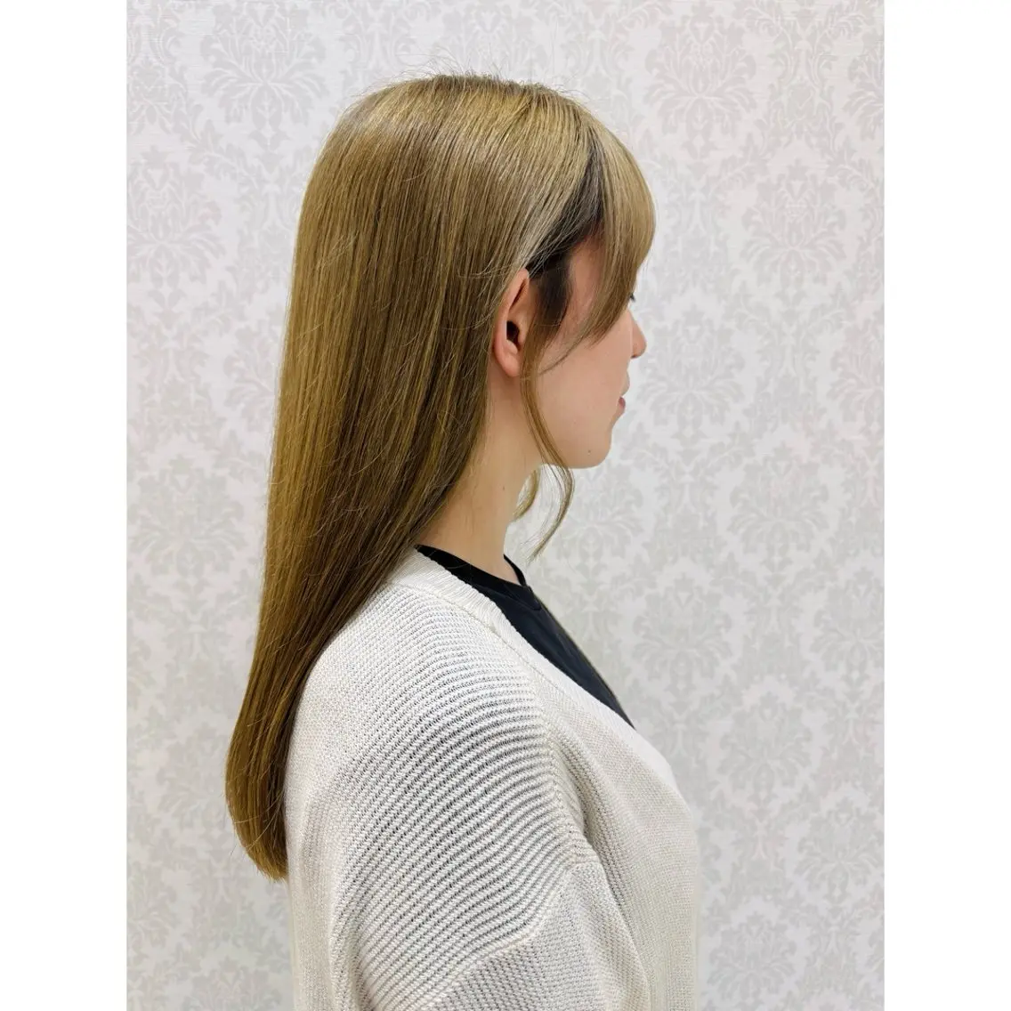 セミロング 顔周りカット 清水 元陽のヘアスタイル