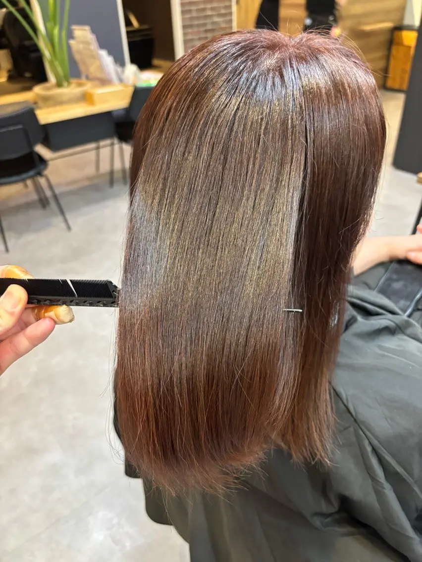 セミロング カラー 髪質改善 ヘアカラー ✨髪質改善カラー✨ ストレート☔脇田のヘアスタイル