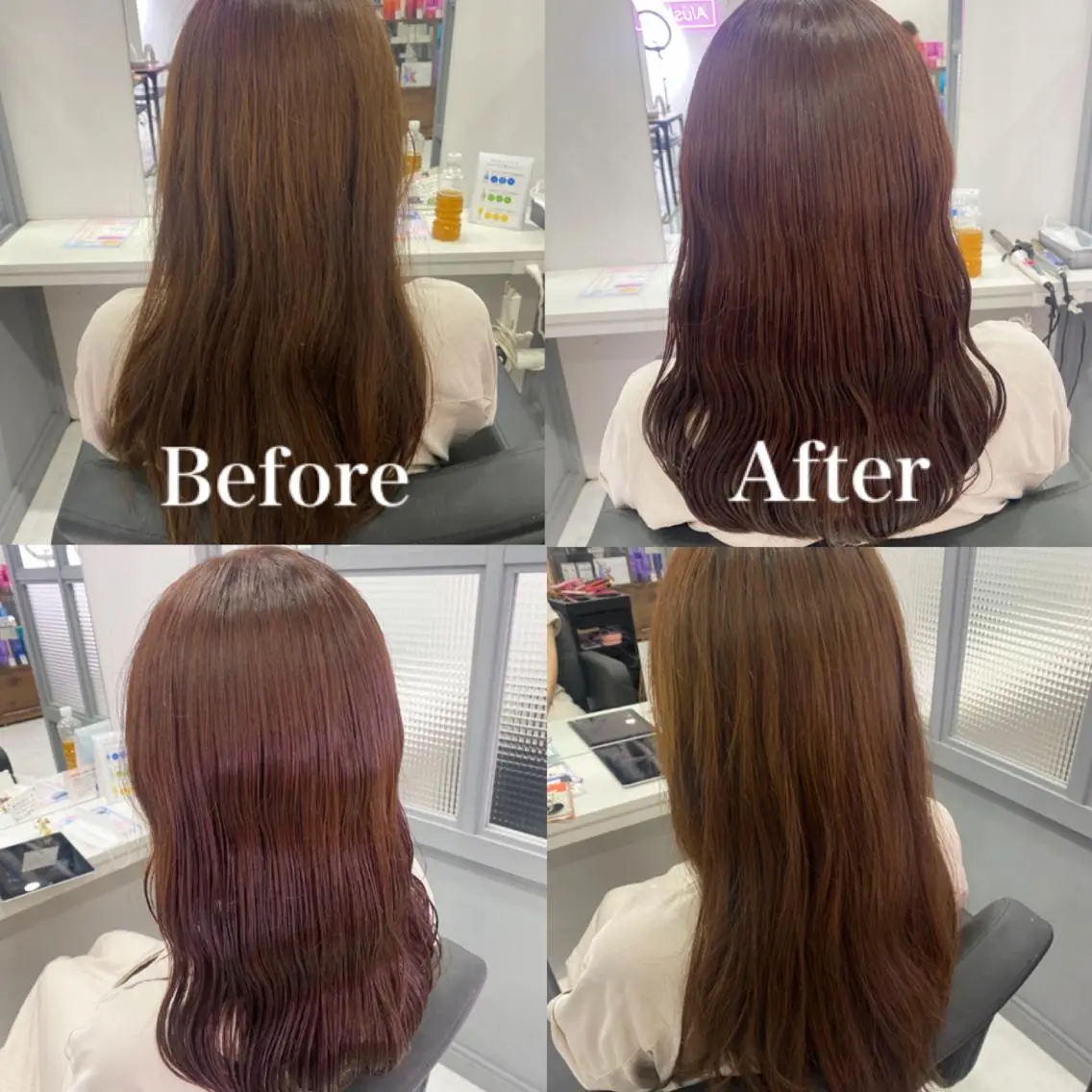 セミロング カラー ブラウンカラー カット ヘアカラー 髪質改善×矯正🫧 韓国ヘアasamiのヘアスタイル