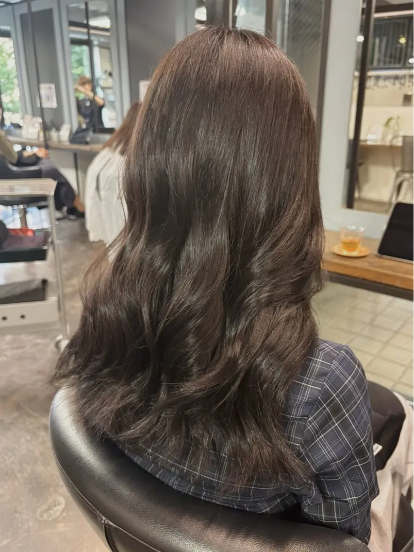 ミディアム ラベンダーブラウン カット ヘアカラー 韓国ヘア/縮毛矯正 /レイヤー🫧ユイカのヘアスタイル