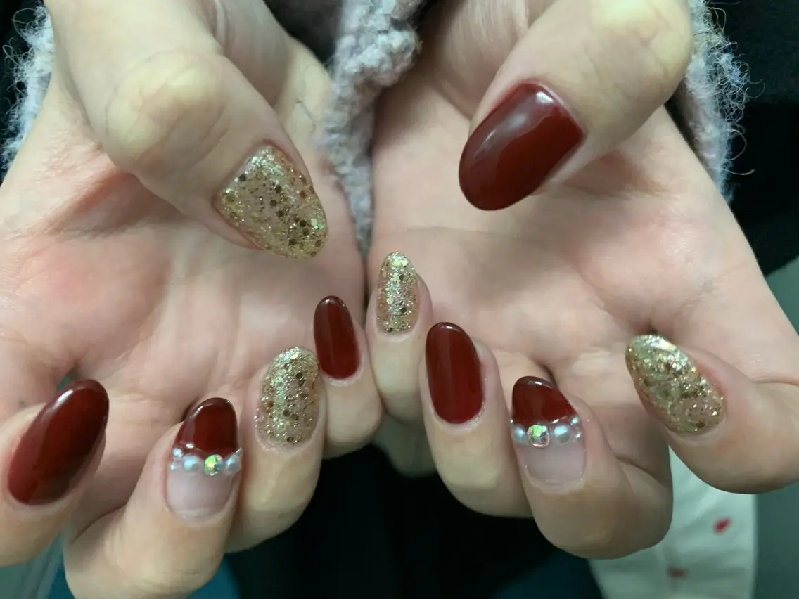 ネイル ラメ(グリッター) 持ち込み シンプルネイル Amoureuse Akiのネイルデザイン