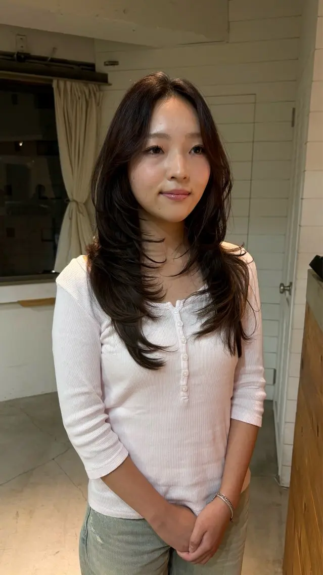 ロング ロングレイヤー レイヤーカット ロング カット ヘアカラー キセキ/立川 /ラフ海外ガールのヘアスタイル