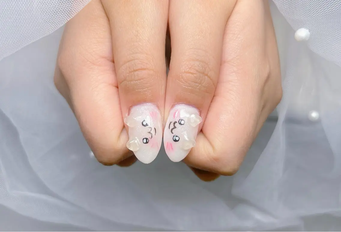 ネイル アートネイル オーロラネイル チークネイル 長さ出し フットネイル Miya _nailのネイルデザイン