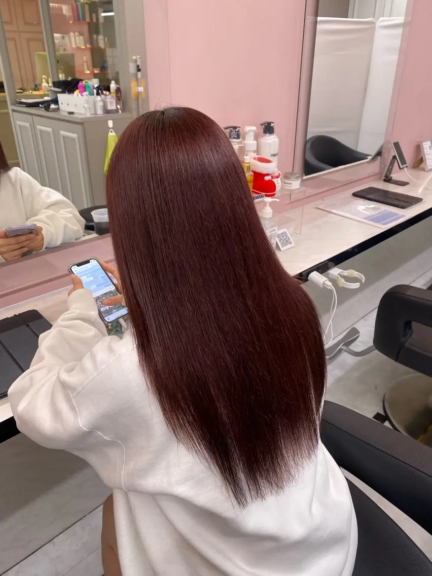 ロング カラー ヘアカラー トリートメント ヘッドスパ ヘアセット ♥️韓国風透明感 暖色misa♥️のヘアスタイル