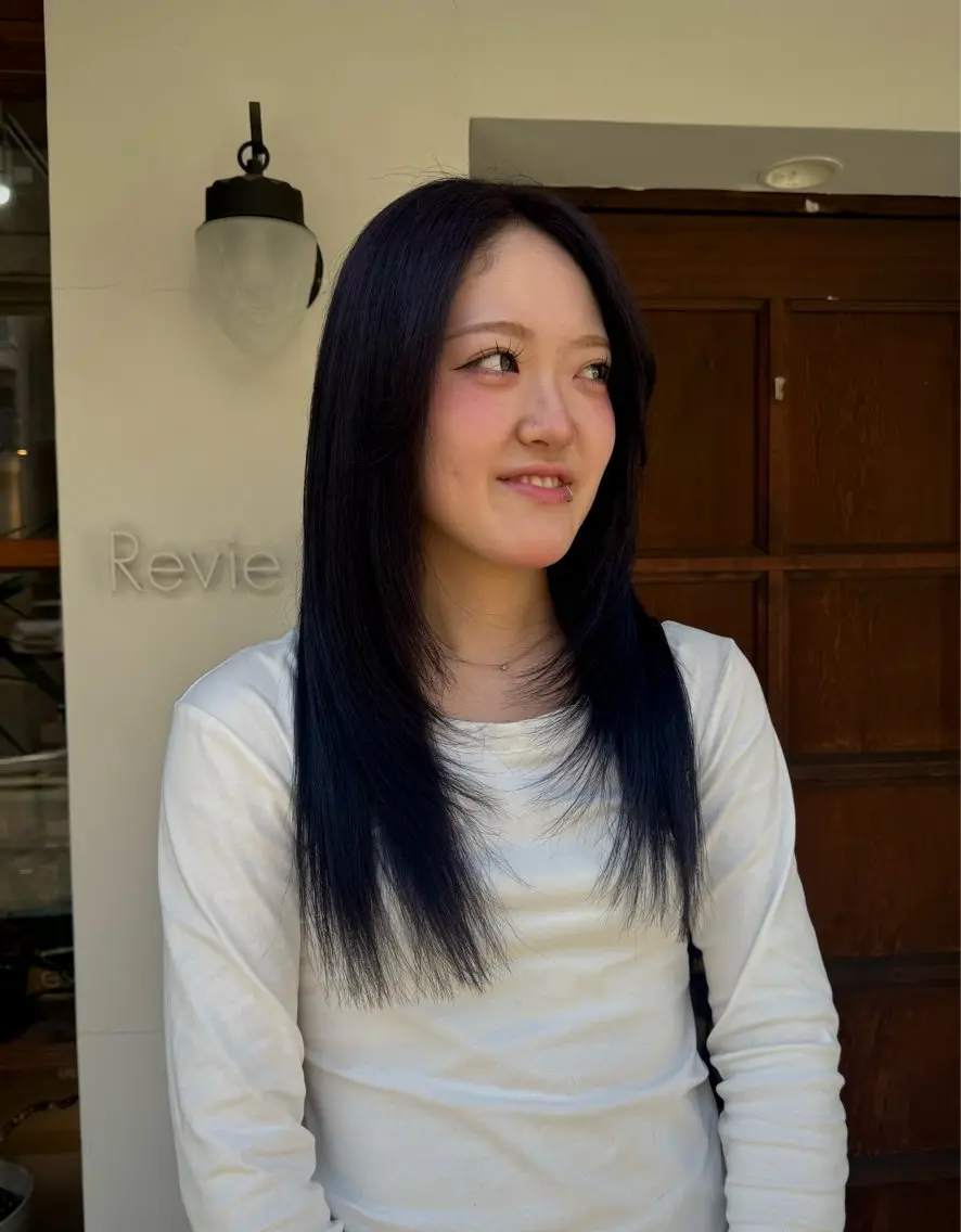 ロング カラー 顔まわりレイヤー レイヤーカット カット ヘアカラー ひより/レイヤー /暖色/オリーブのヘアスタイル