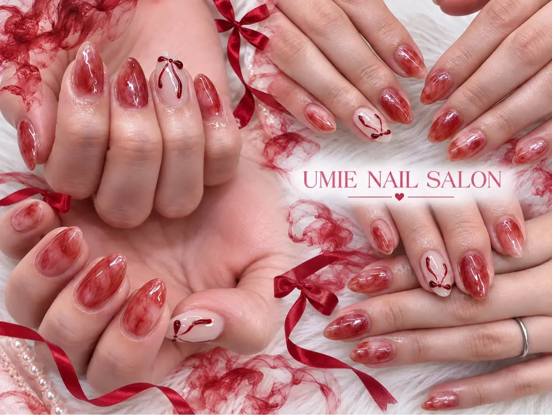 ネイル フットネイル フレンチネイル ジェルネイル ガラスフレンチ マグネットネイル ハンドネイル UMIE NAIL SALONのネイルデザイン