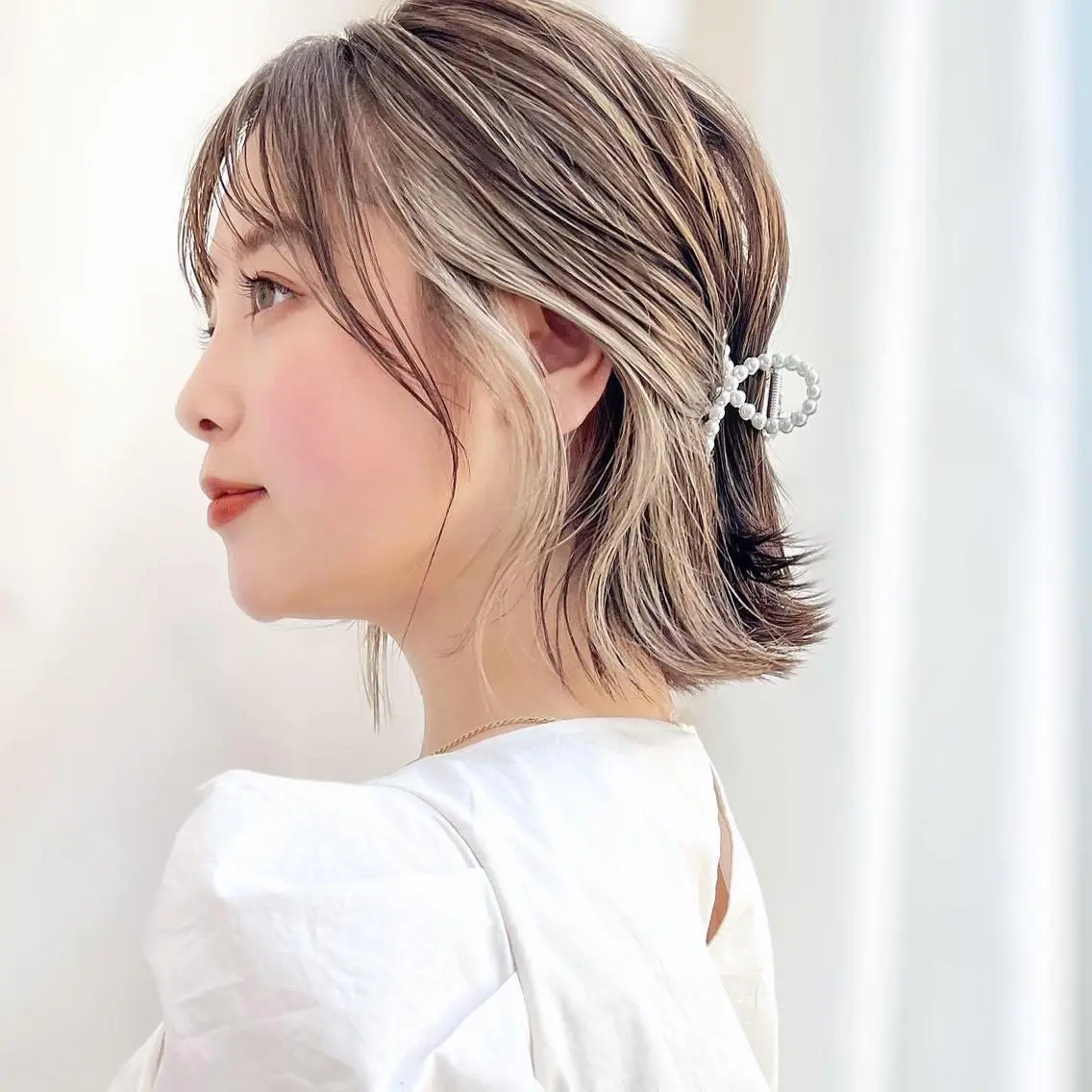 ミディアム カラー ヘアアレンジ ベージュカラー 透明感カラー グレージュ ボブ ヘアカラー トリートメント レイヤー専門家 ダブルカラー修のヘアスタイル