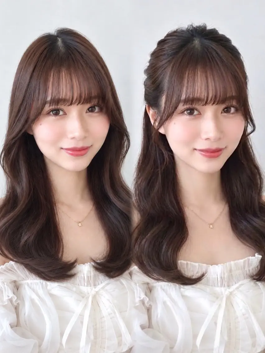 セミロング 顔周りカット レイヤーカット カット ヘアカラー トリートメント 顔周り/くびれヘア 韓国ヘア💕風間るなのヘアスタイル