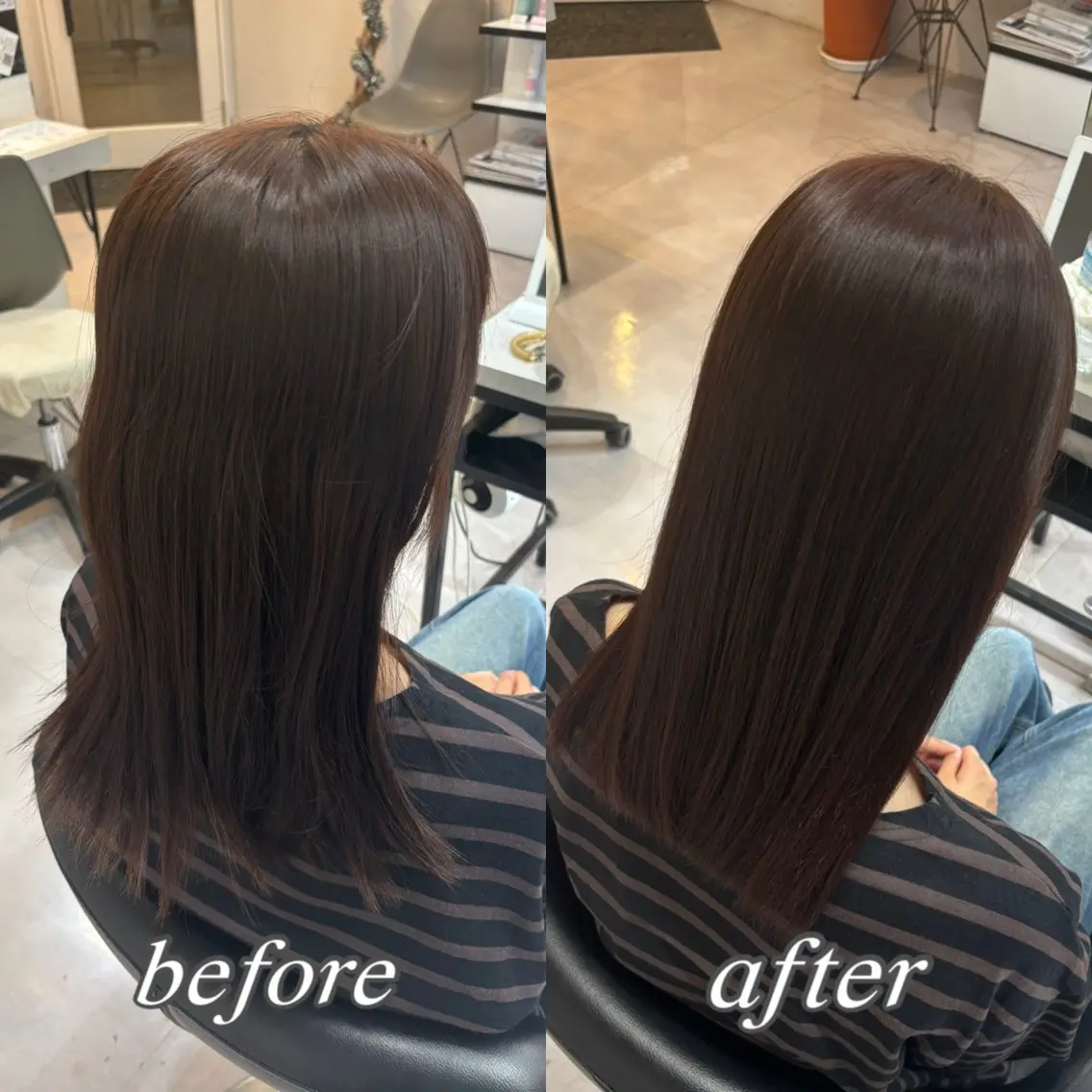 ミディアム カラー 髪質改善 縮毛矯正 ヘアカラー トリートメント 🌙髪質改善カラー Momoka🦋のヘアスタイル