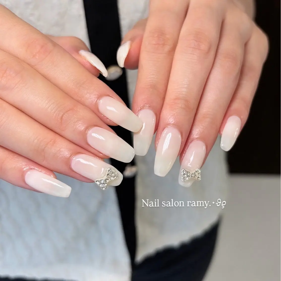 ネイル リボン ハンドネイル Nail salon ramyのマツエク・マツパデザイン