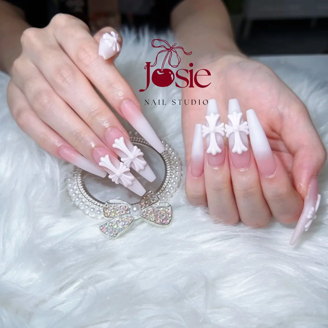 ネイル ブラウン 長さ出し キラキラネイル 韓国ネイル ロングネイル ハンドネイル JOSIE nail studioのネイルデザイン