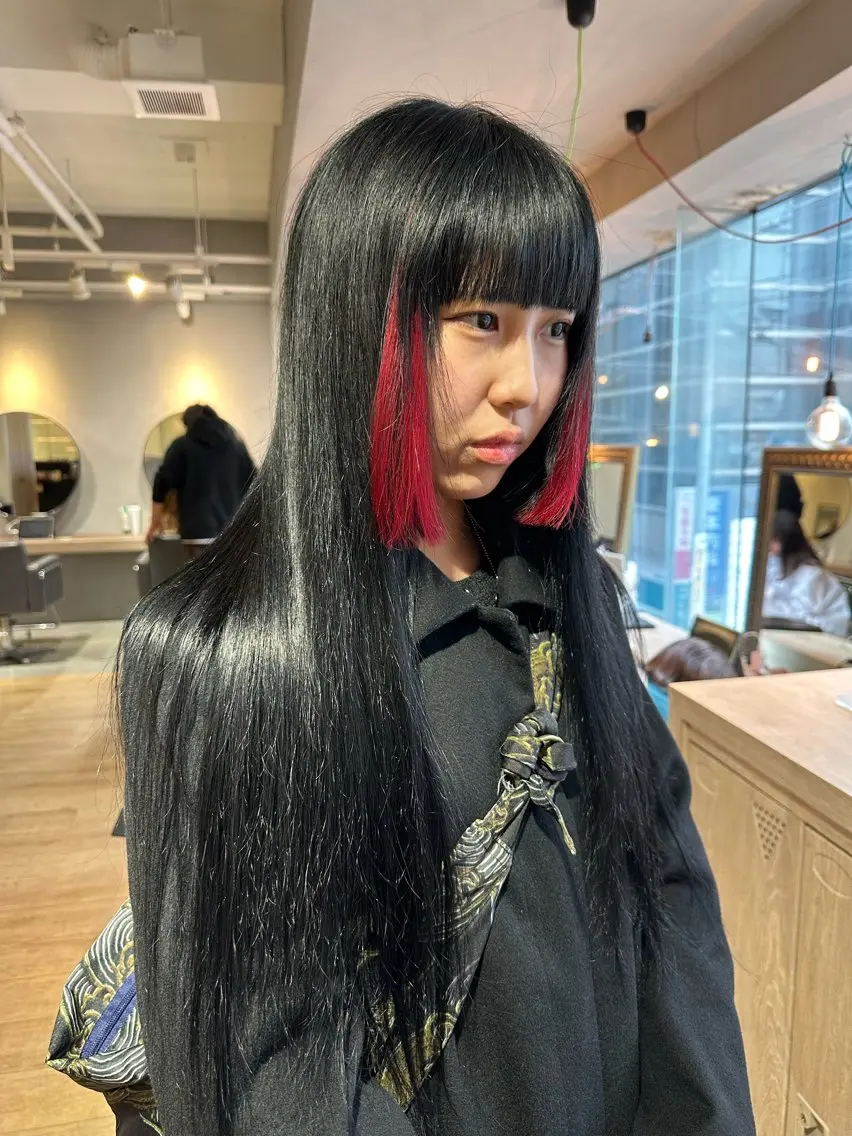 ロング カラー カット ヘアカラー エクステ 美髪・シールエクステ ホソタニリョウコのヘアスタイル