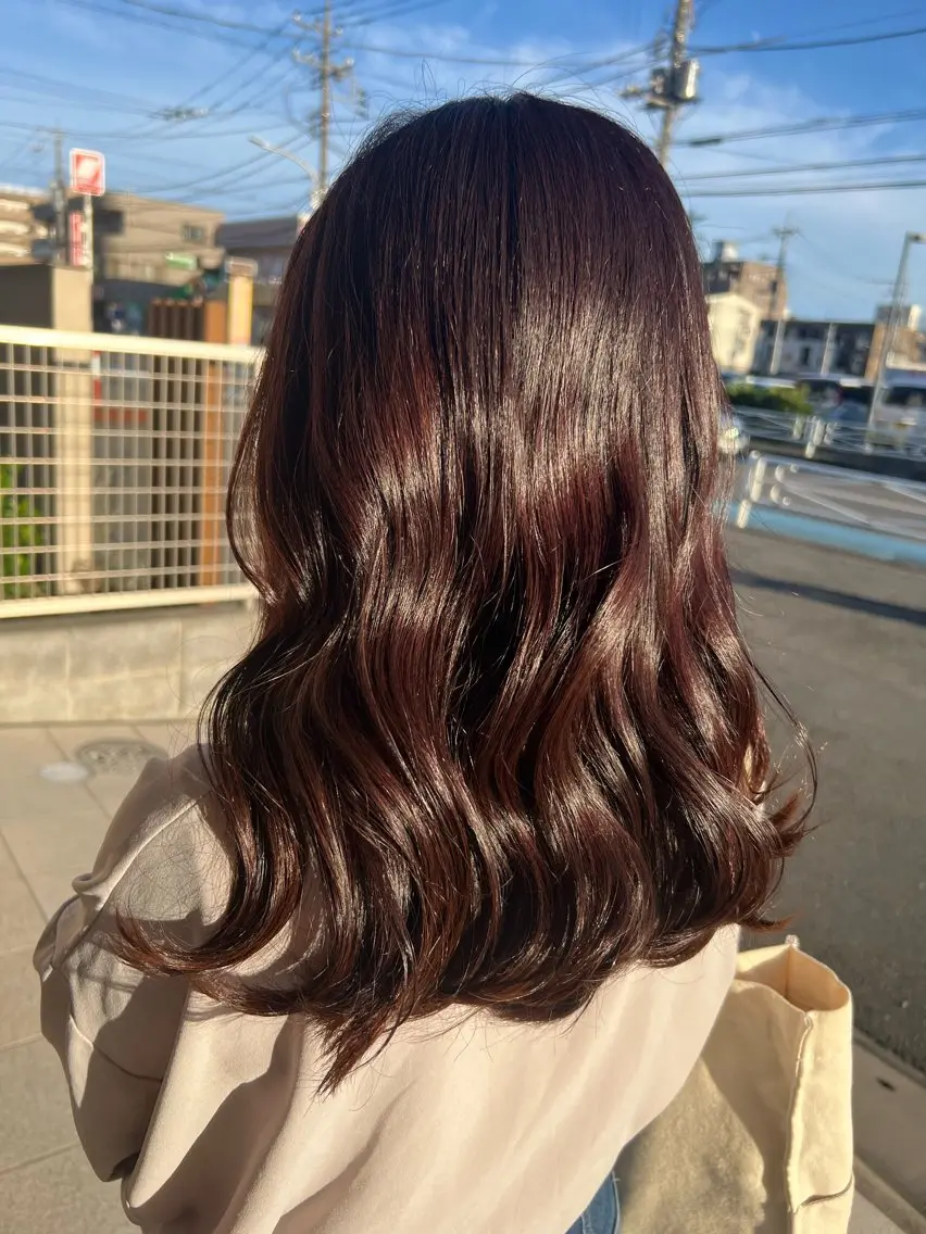 カラー レッドカラー ブリーチなしカラー/ パーマ/おとは🌱のヘアスタイル