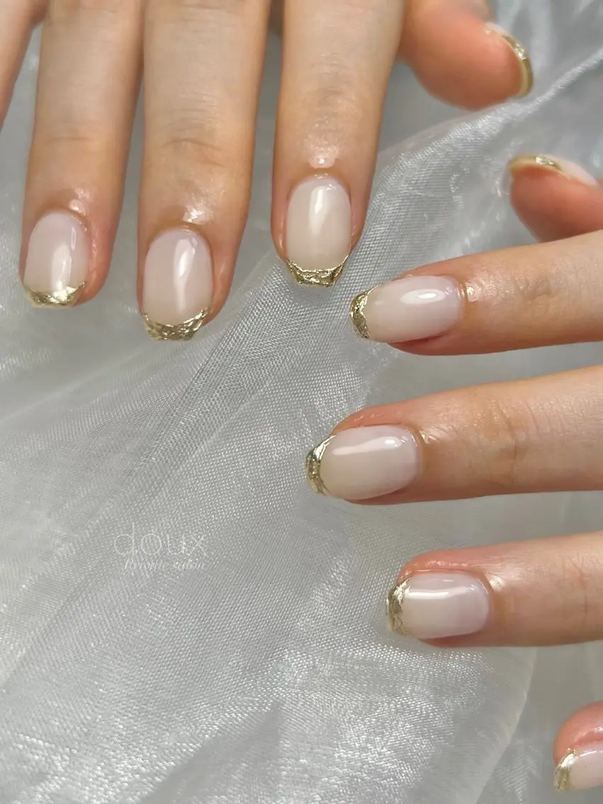 ネイル フレンチネイル ミラーネイル doux. nailのネイルデザイン