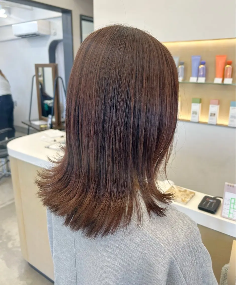 ロング ピンクブラウン 韓国風ヘア ヘアカラー 本澤 朋香のヘアスタイル