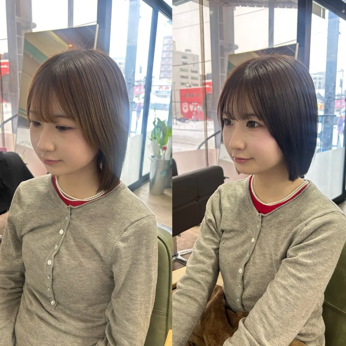 ショート カラー 切りっぱなしボブ グレージュ ボブ カット ヘアカラー トリートメント kokoro/ レイヤーstyle✭のヘアスタイル