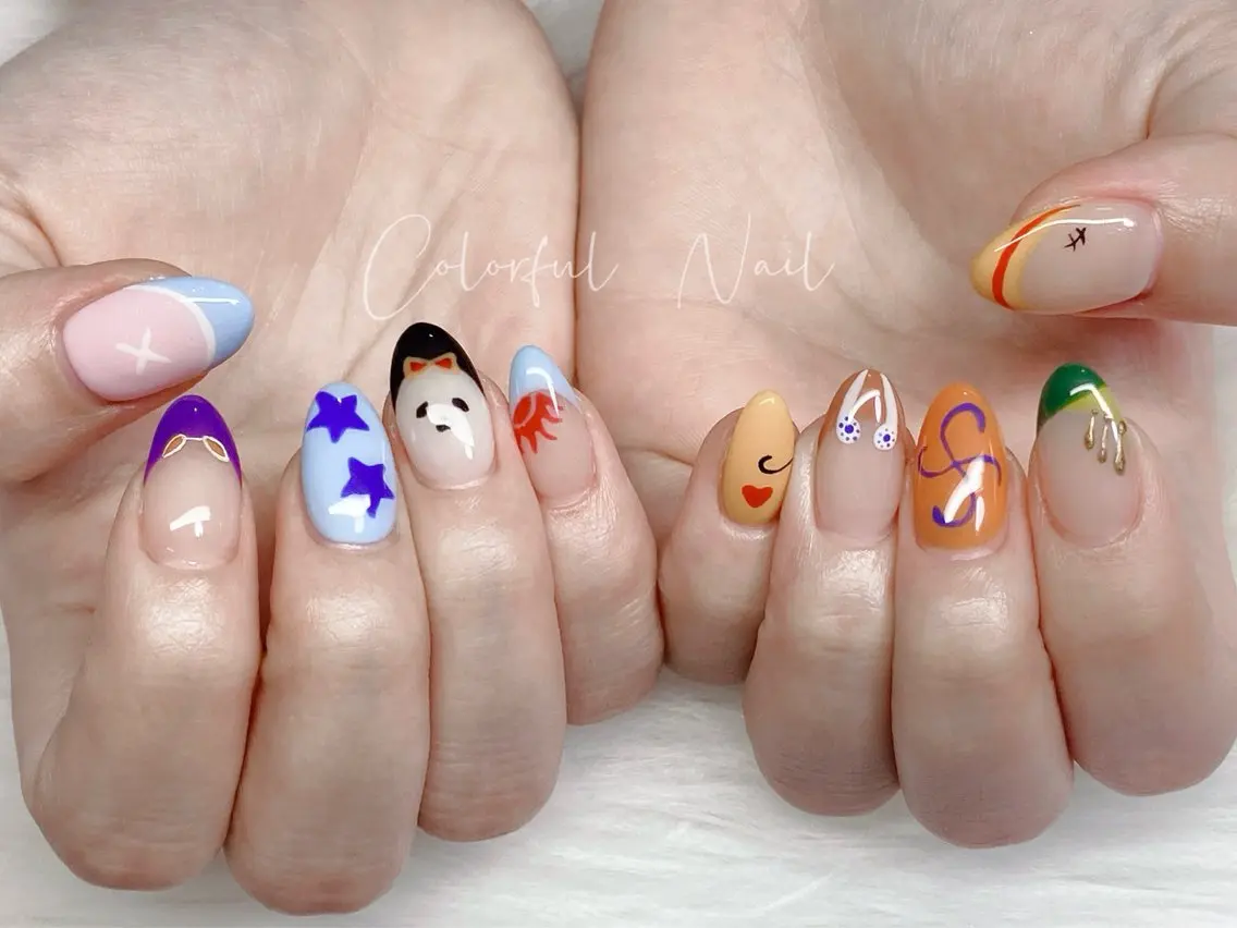 ネイル フラッシュネイル フットネイル フレンチネイル ジェルネイル ガラスフレンチ ハンドネイル 🎀Colorful 💅Nailのネイルデザイン
