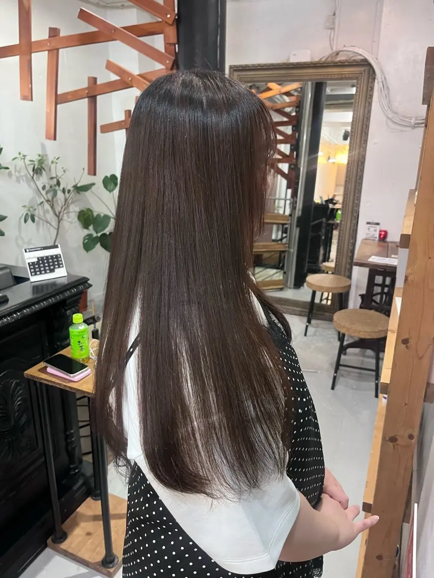 ロング パーマ 縮毛矯正 ナチュラルかわいい yui⋆𐙚 ̊.のヘアスタイル