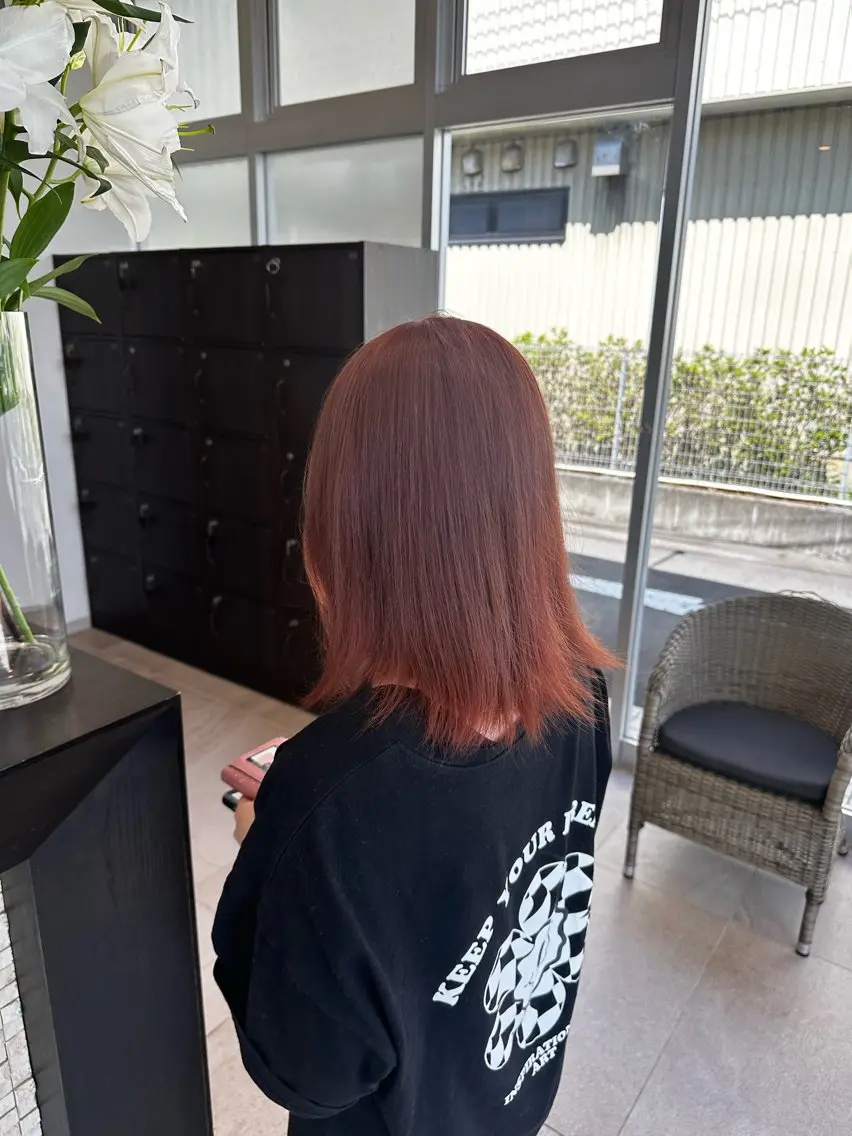 カラー ベージュカラー ピンクカラー ピンクベージュ 荒木 郁実のヘアスタイル