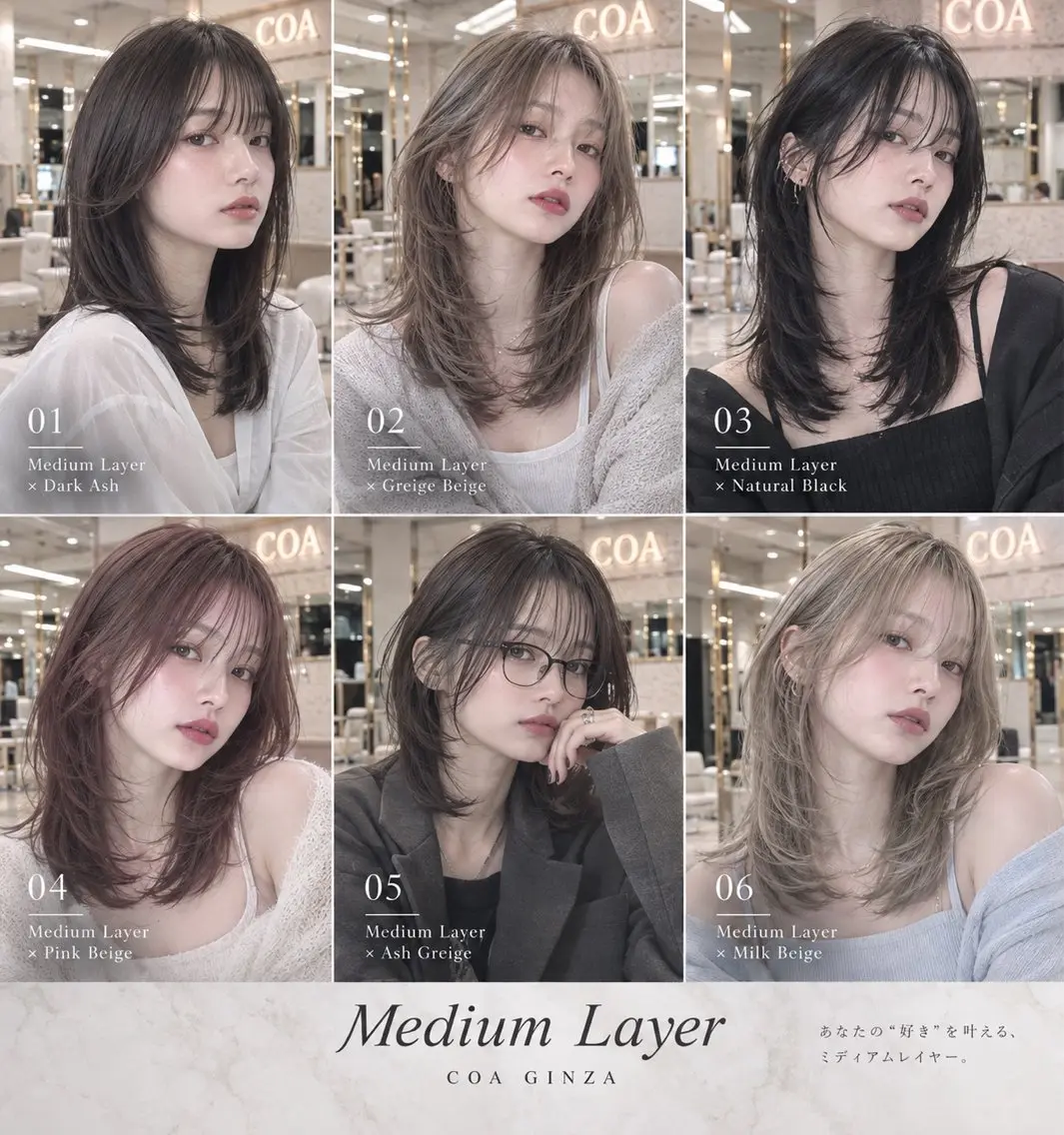 ミディアム カラー ヘアアレンジ ミディアムレイヤー レイヤーカット ミディアム/レイヤー ✨無料カット ケイシのヘアスタイル