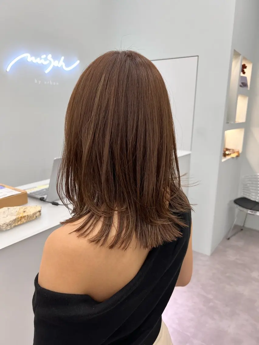 ミディアム カット ヘアカラー トリートメント 名駅🦢大人艶カラー 🪽カミヤアカネのヘアスタイル