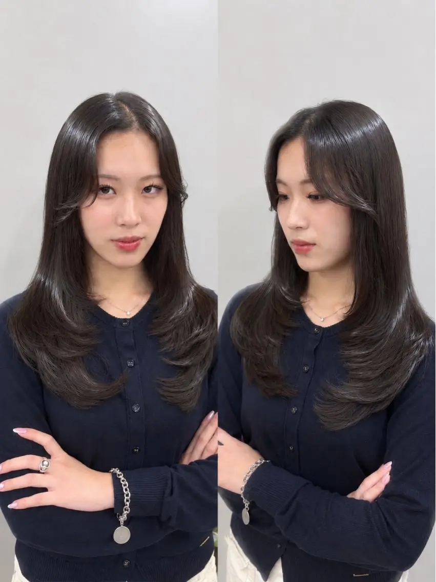 ロング 艶髪カラー・縮毛矯正 ・レイヤーAsunaのヘアスタイル