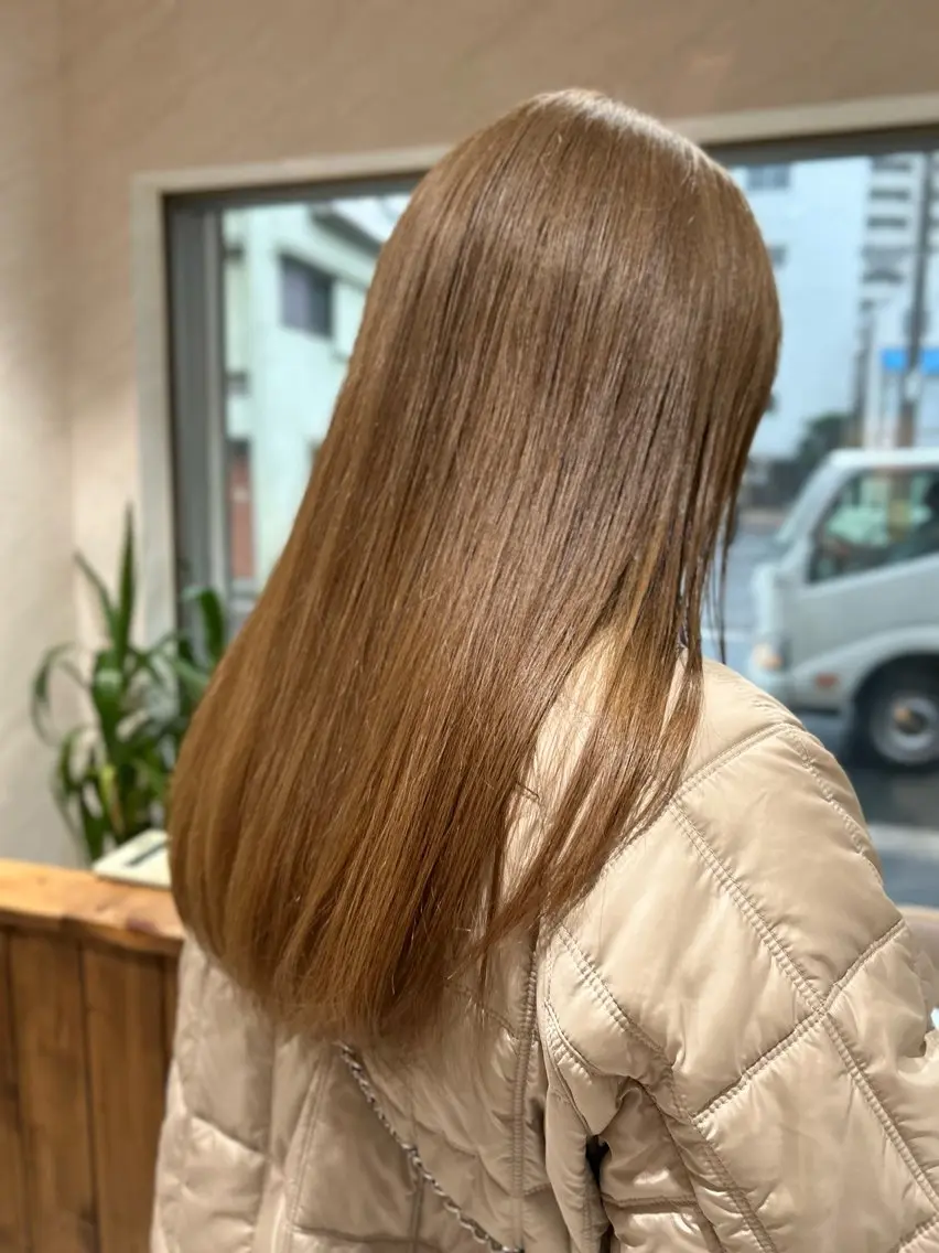セミロング 髪質改善/赤みゼロ 🤎柔ベージュのヘアスタイル