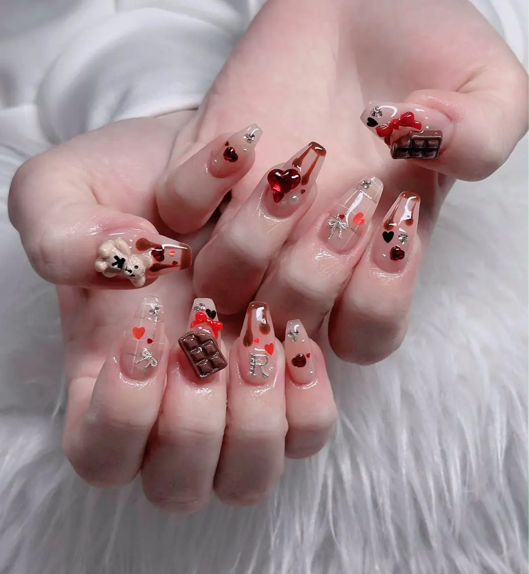 ネイル フレンチネイル ジェルネイル ガラスフレンチ ハロウィン ハート ハンドネイル H.baby Nail Salonのネイルデザイン