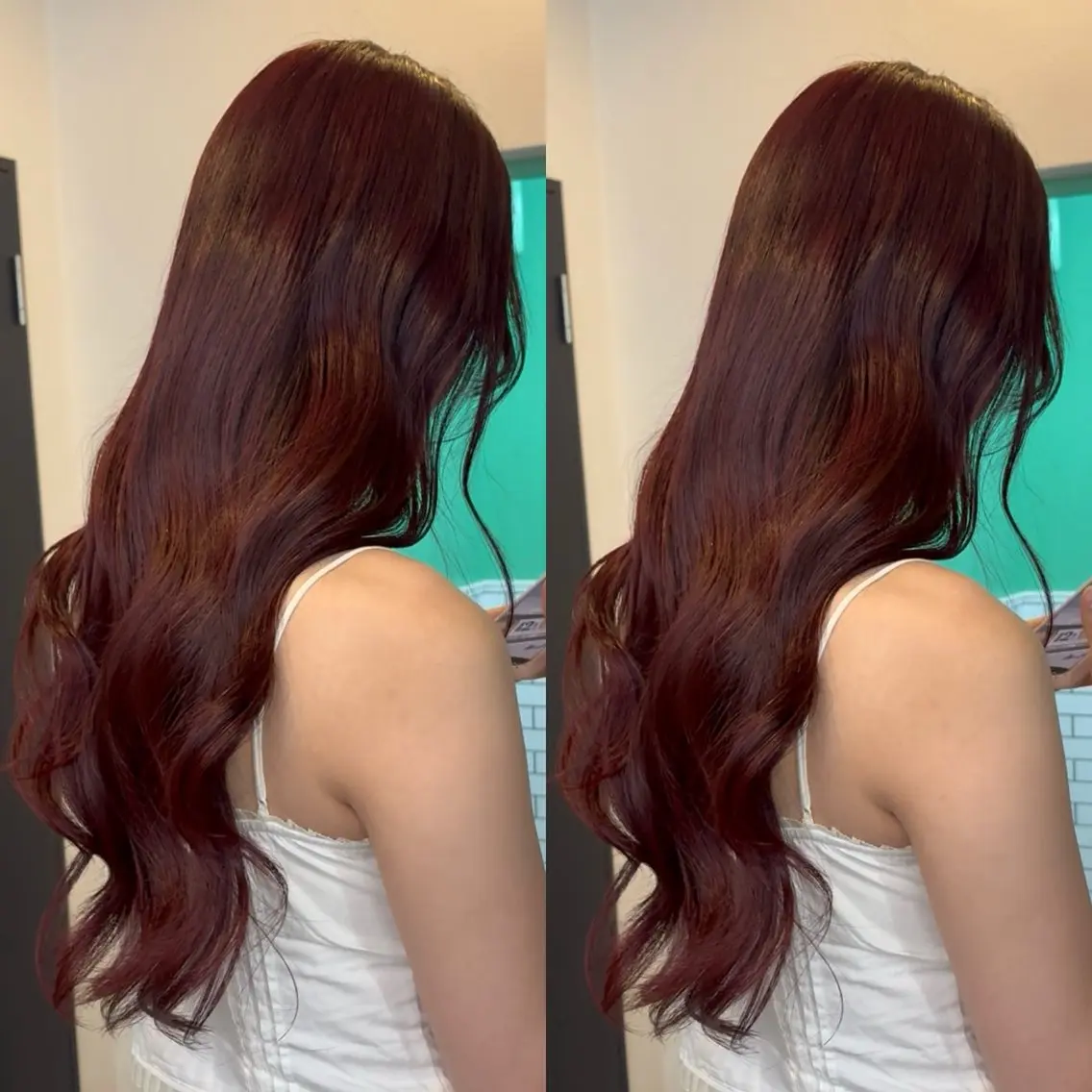 ロング カラー ブリーチ ブリーチなしカラー レッドカラー ヘアカラー トリートメント なんば、心斎橋🍓 ハイトーンnicoのヘアスタイル