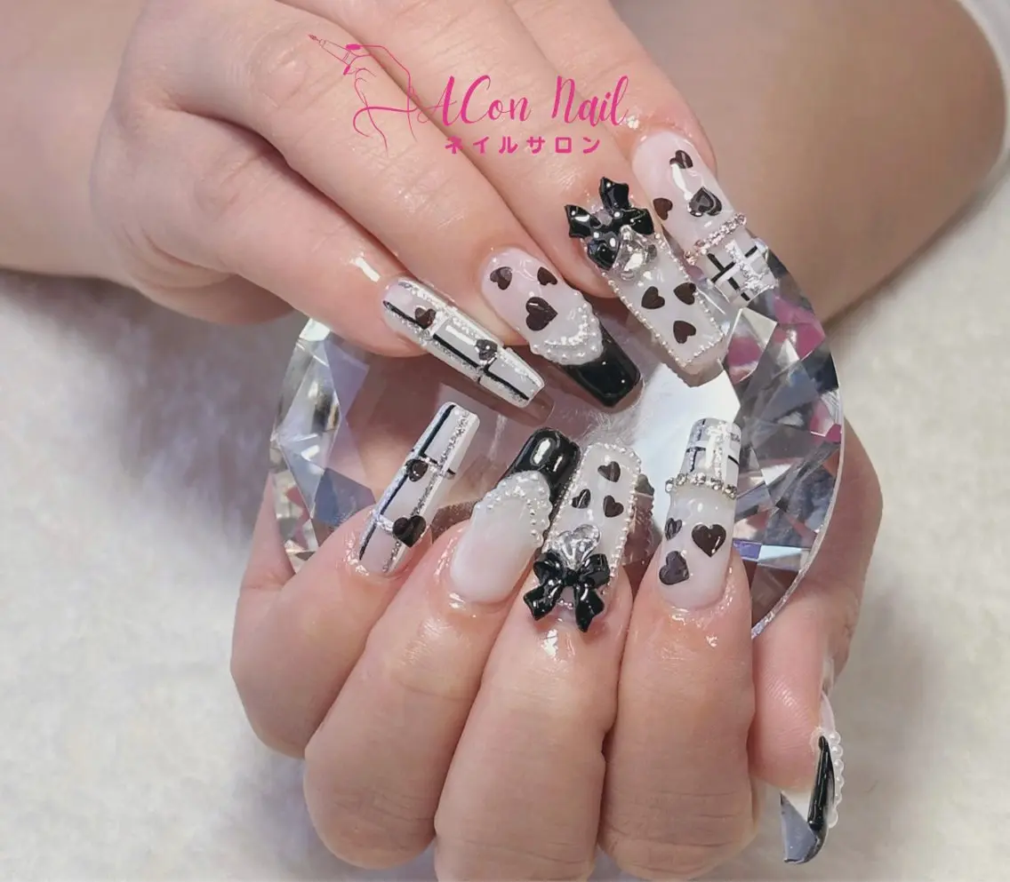 ネイル 桜ネイル 長さ出し フラワーネイル ジェルネイル マグネットネイル ハンドネイル ACon NailSalonのネイルデザイン