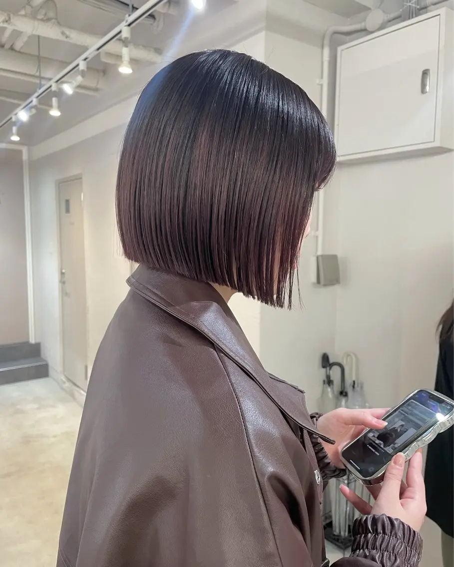 ショート カラー ボルドーカラー ボブ カット ヘアカラー トリートメント 艶髪/透明感カラー tawadaのヘアスタイル