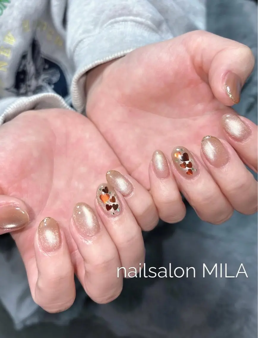 ネイル ハート マグネットネイル nailsalon MILAのネイルデザイン