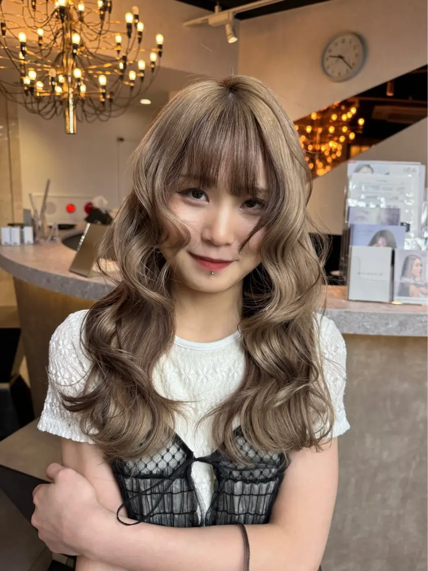 ロング カラー ヘアアレンジ デザインカラー 韓国×艶髪 さきのヘアスタイル